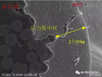 失效通孔B區域微觀剖面結構