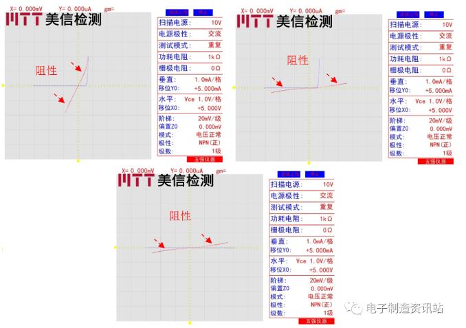 失效三極管、正常三極管引腳間半導體特性