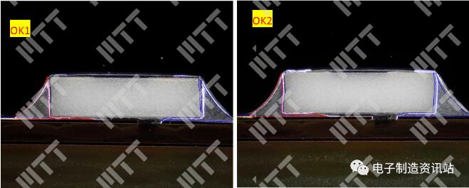 OK1、OK2電阻焊點(diǎn)剖面金相觀察圖片