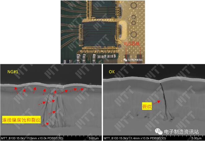 失效樣品及正常樣品遠離鍵合位置鍍層形貌對比